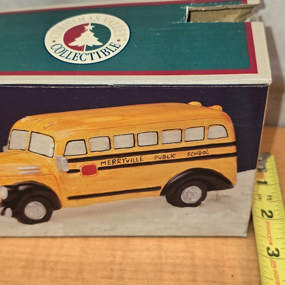 Vintage 1993 Christmas Valley Village Merryville‎ Public School Bus Hand-Painted - Picture 10 of 11